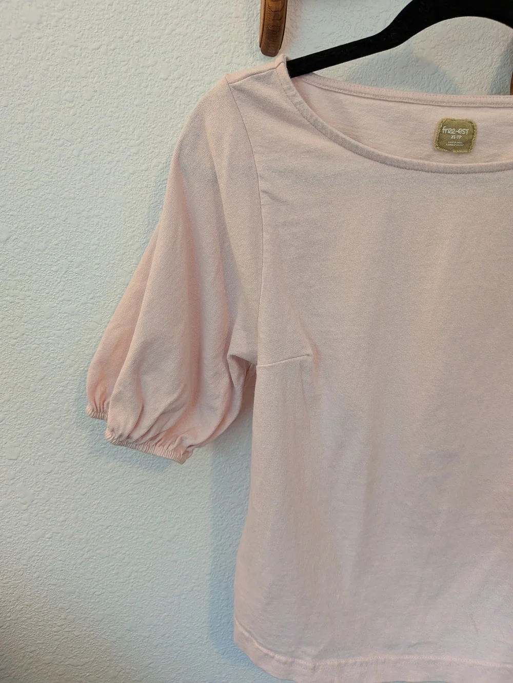 FP Light Pink Women's Backless Puff Sleeve Top